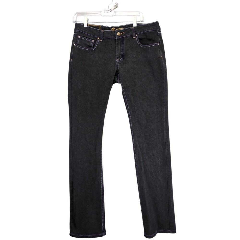 Rocawear Simone Straight Leg‎ Black Denim Jeans, Juniors 13, Purple Y2K 34x33"